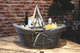 Product image Maria wicker/peeled wood grey ceruse grey fabric oval basket 43x34x16cm